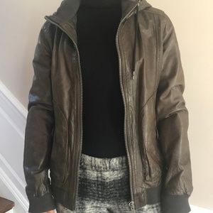 John Varvatos Converse Brown Leather Jacket